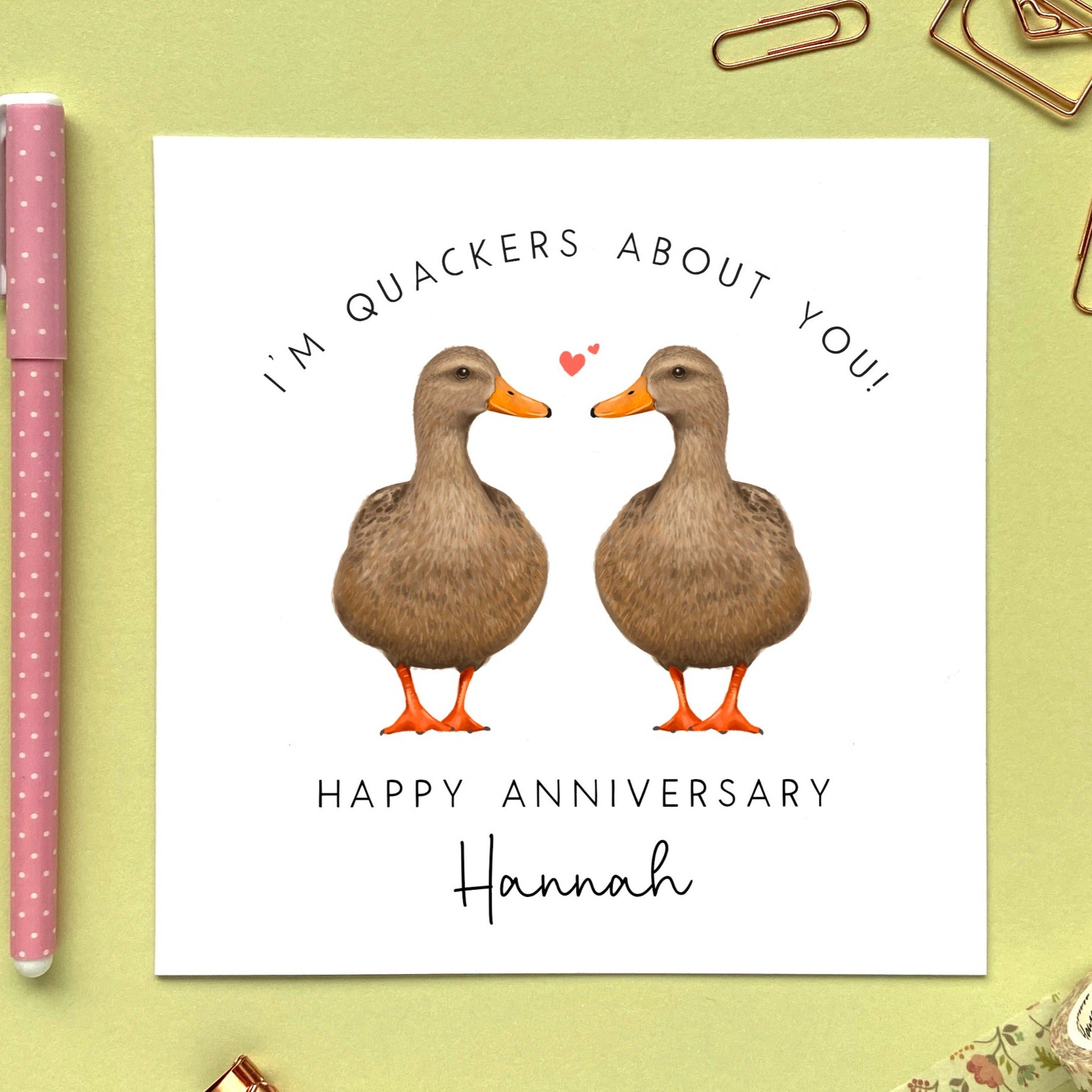 Personalised Duck Same Sex Anniversary Card - Both Female | Lilac Kitten  Designs