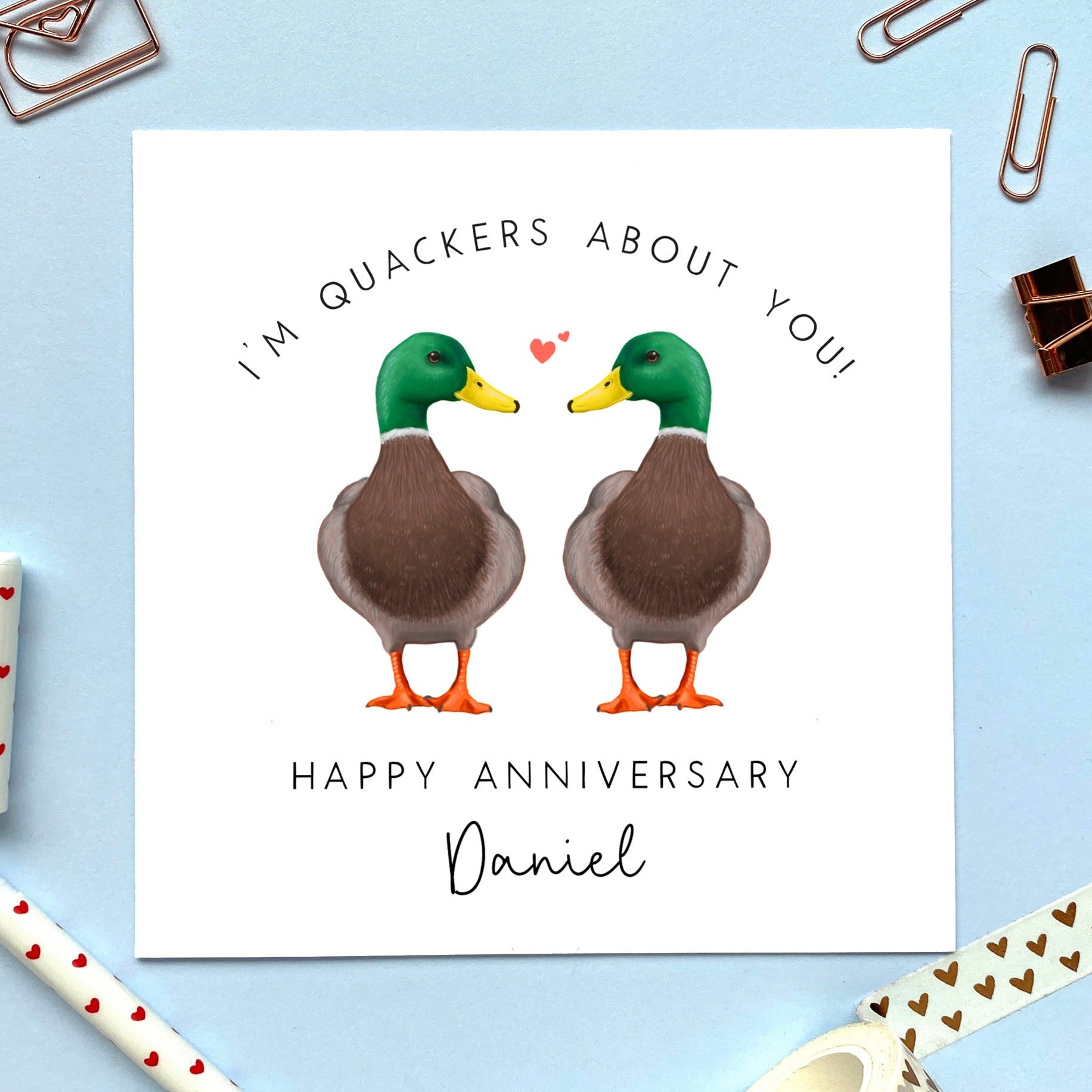 Personalised Duck Same Sex Anniversary Card - Both Male | Lilac Kitten  Designs