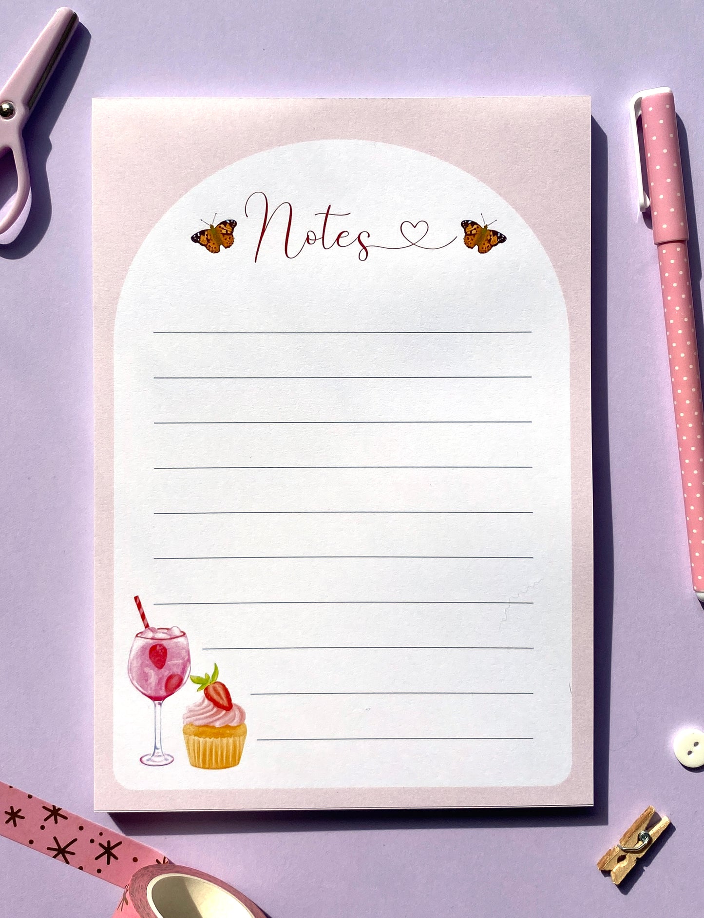 Pink Gin & Cupcake Notepad