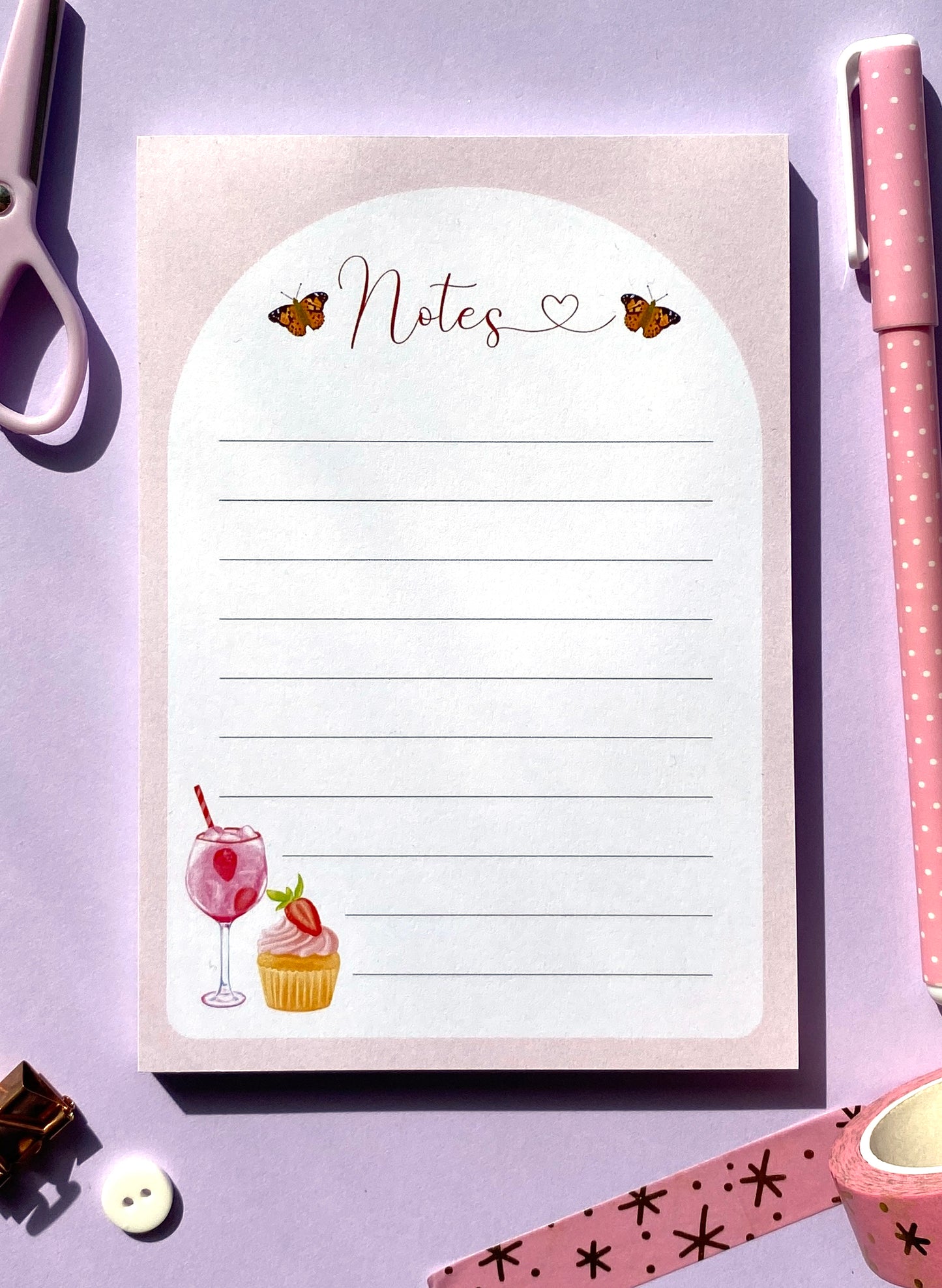 Pink Gin & Cupcake Notepad