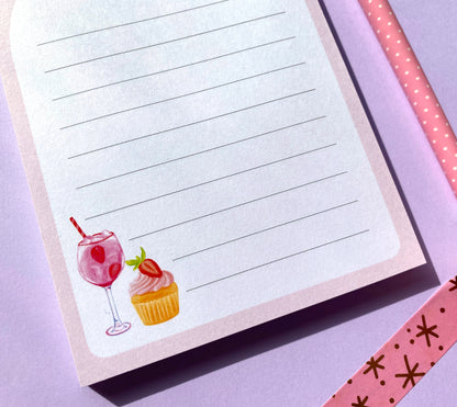 Personalised Pink Gin & Cupcake Notepad