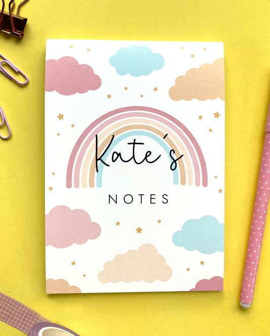 Personalised Pastel Rainbow Notepad