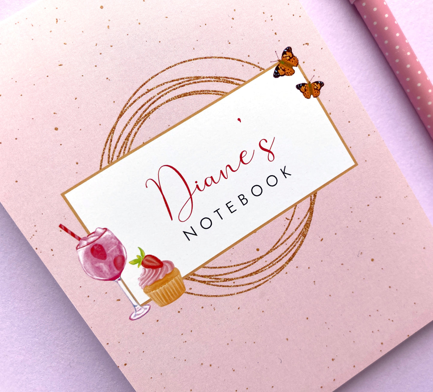 Personalised Pink Gin & Cupcake Notepad