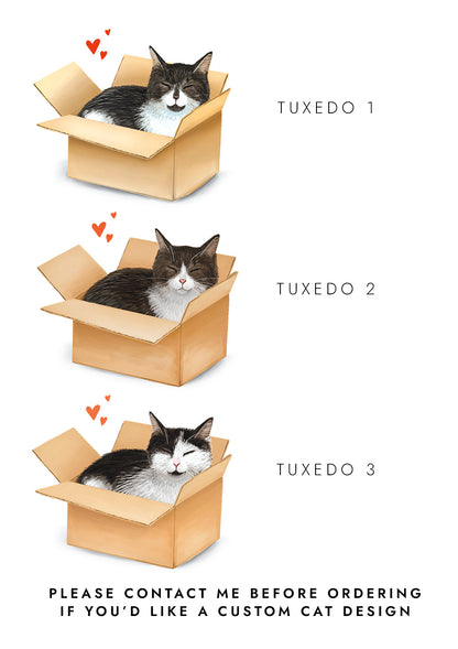 Tuxedo Cat in a Box Christmas Card