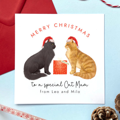 Personalised Choose the Cats Christmas Card for Cat Mum