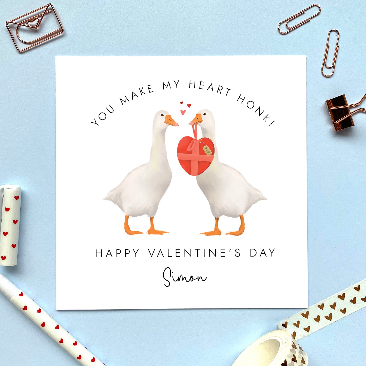 Personalised Goose Valentine's Day Card