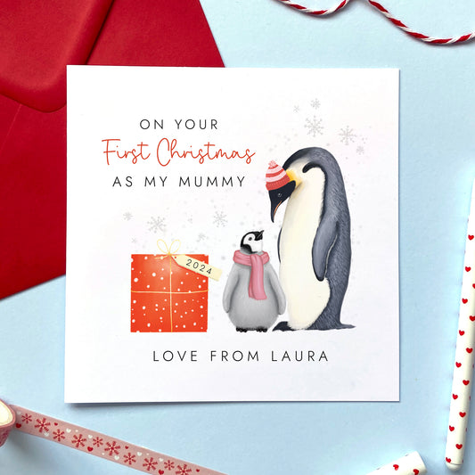 Personalised First Christmas as My Mummy Penguins Card