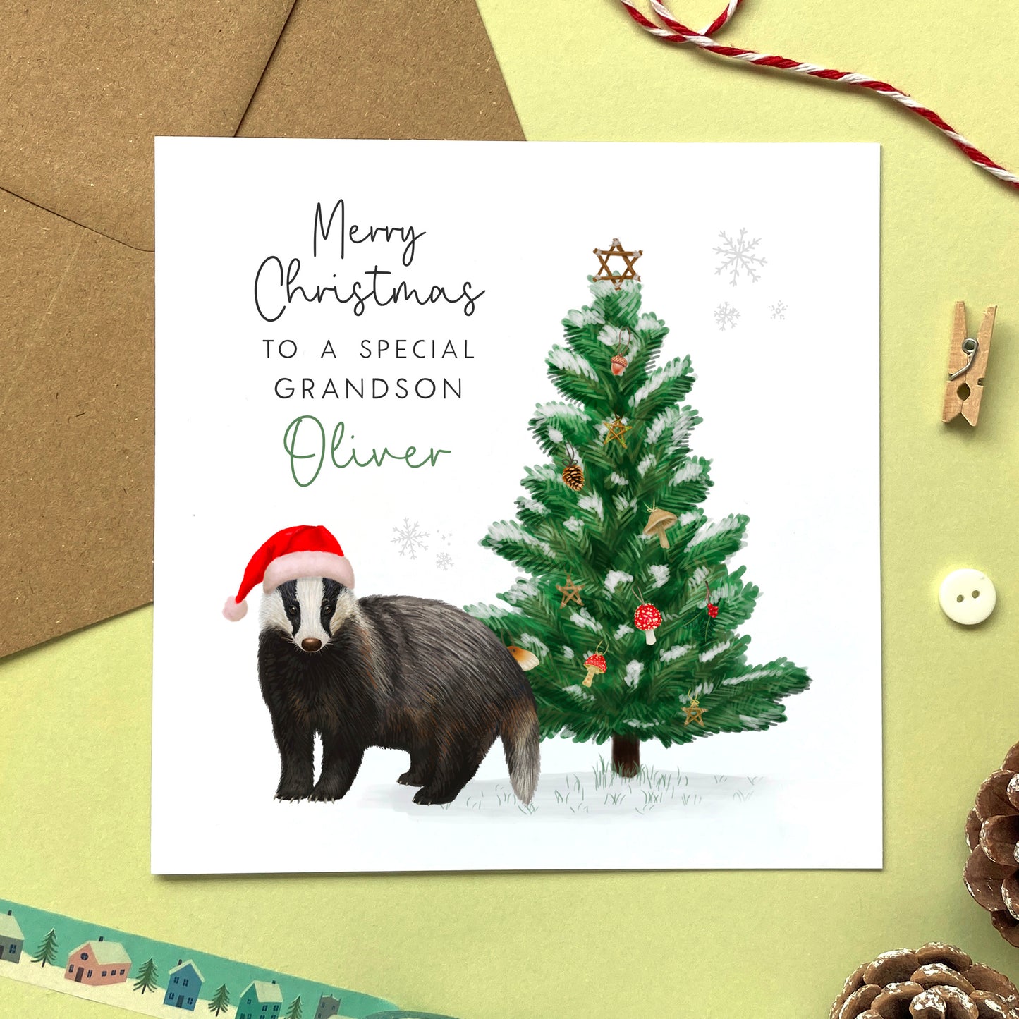 Personalised Badger Christmas Card