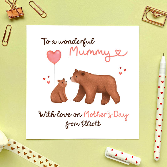 Personalised Bears Mother's Day Card