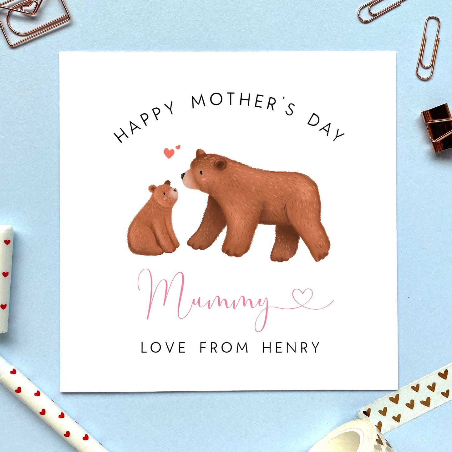 personalised mama bear mother's day card -  for a wonderful mum, mom, mam, mummy, mommy - special, cute, unique, from son, daughter, baby - with love this mother's day - first mothers day card, 1st mother's day card