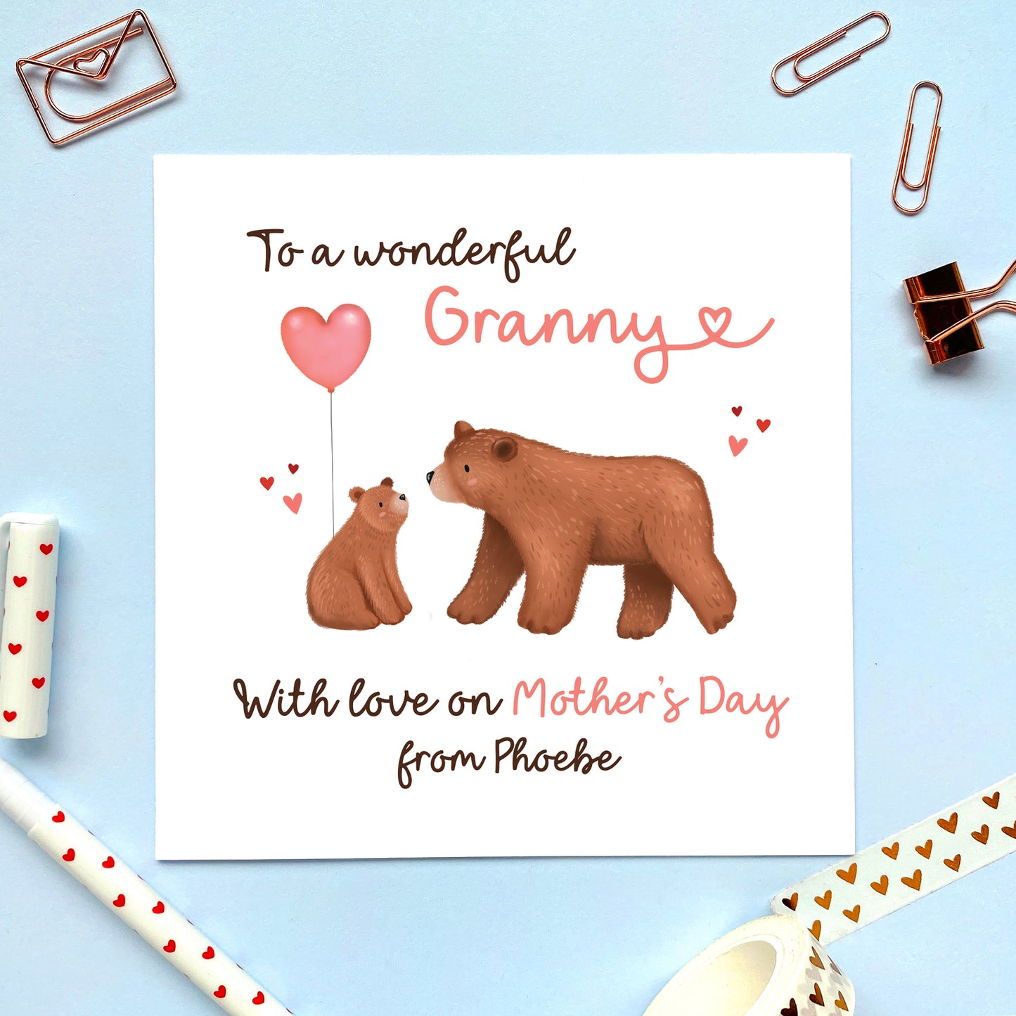 Personalised Bears Mother's Day Card