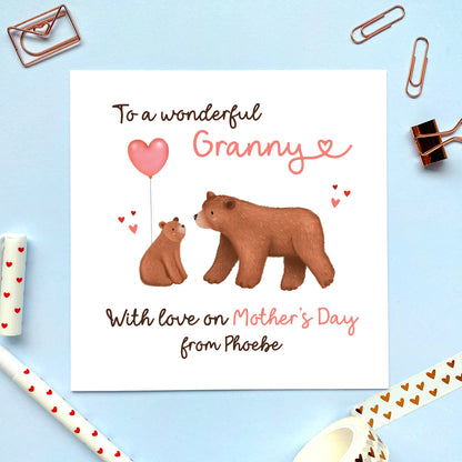 Personalised Bears Mother's Day Card