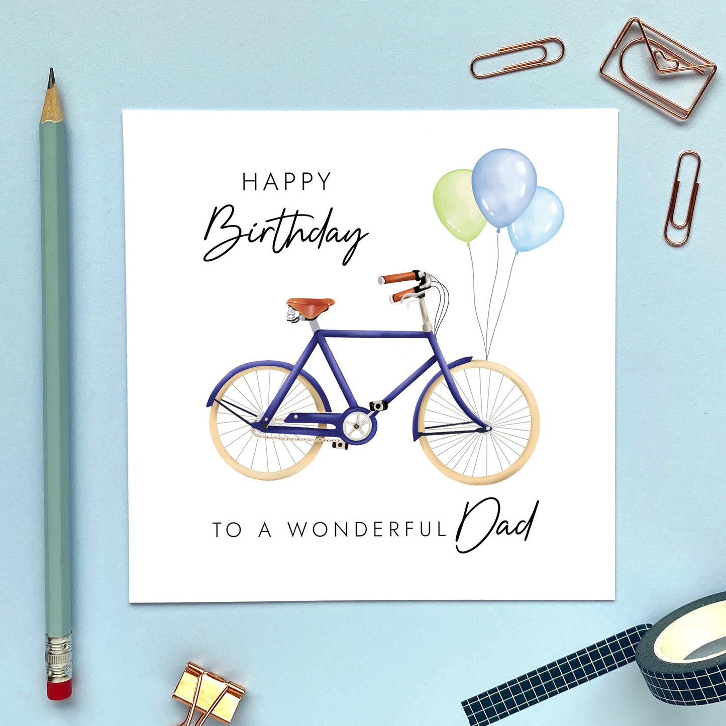 personalised bike any age birthday card for him - son in law, brother, uncle, male, friend, man, men, cycling, husband, partner, boyfriend, fiance, son, birthday card for dad