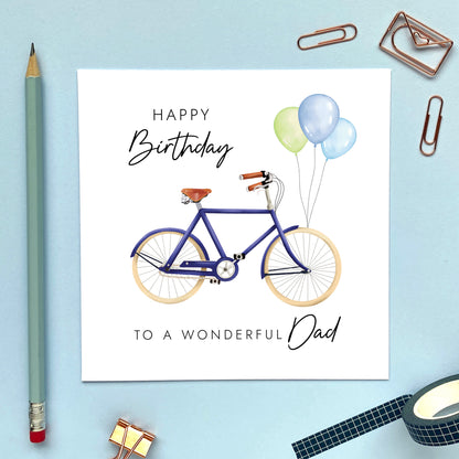 personalised bike any age birthday card for him - son in law, brother, uncle, male, friend, man, men, cycling, husband, partner, boyfriend, fiance, son, birthday card for dad