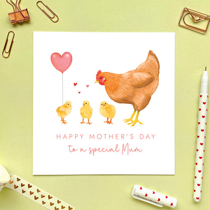 Personalised Chicken Mother's Day Card for Mum