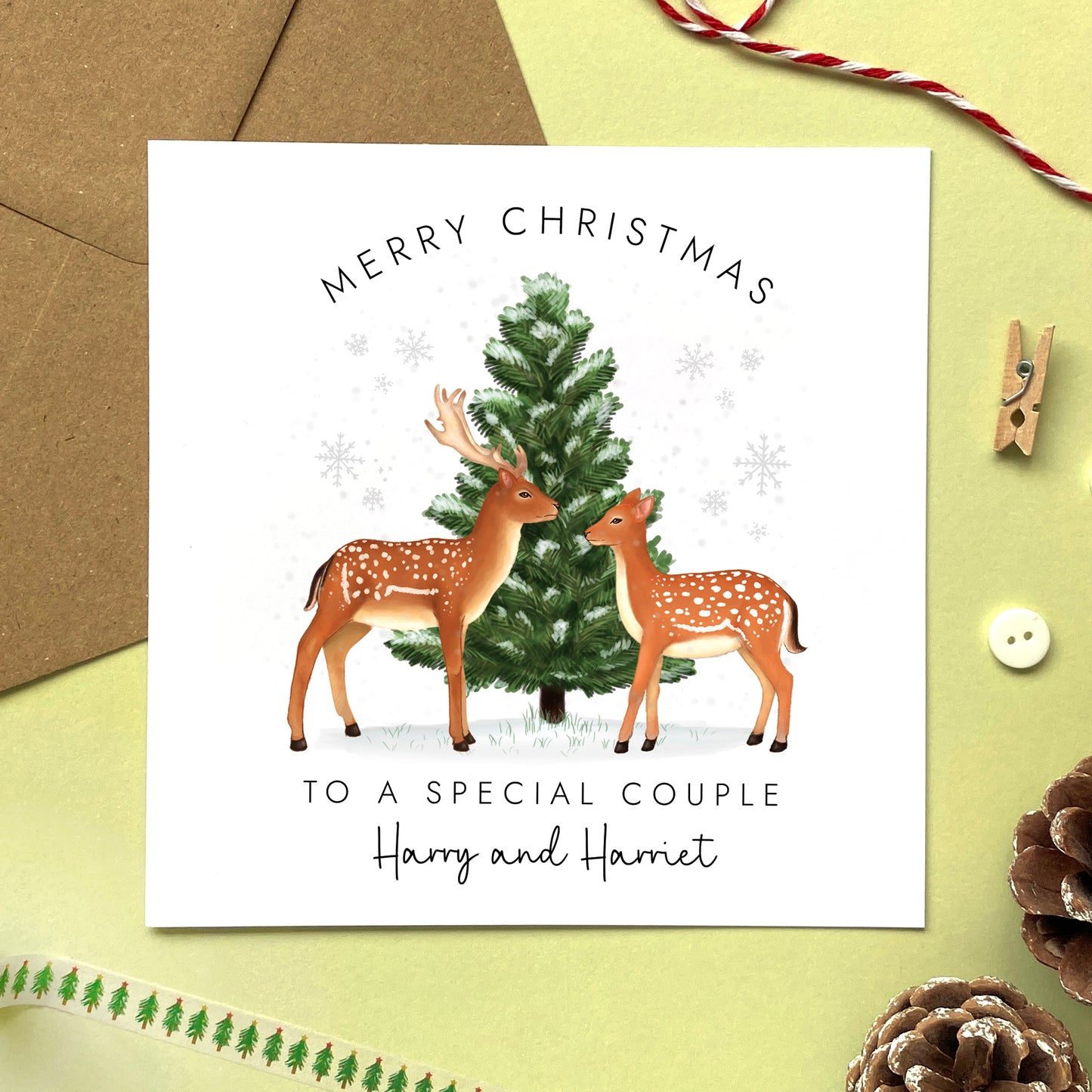 Personalised Deer Couple Christmas Card