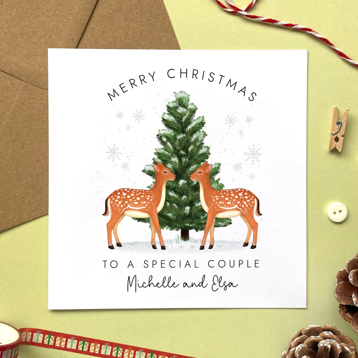 Personalised Deer Couple Christmas Card