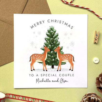 Personalised Deer Couple Christmas Card