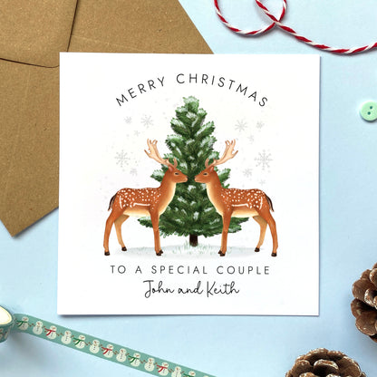 Personalised Deer Couple Christmas Card