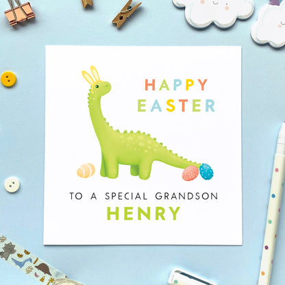 Personalised Dinosaur Easter Card for Children