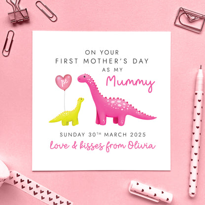 Personalised Dinosaur First Mother's Day Card