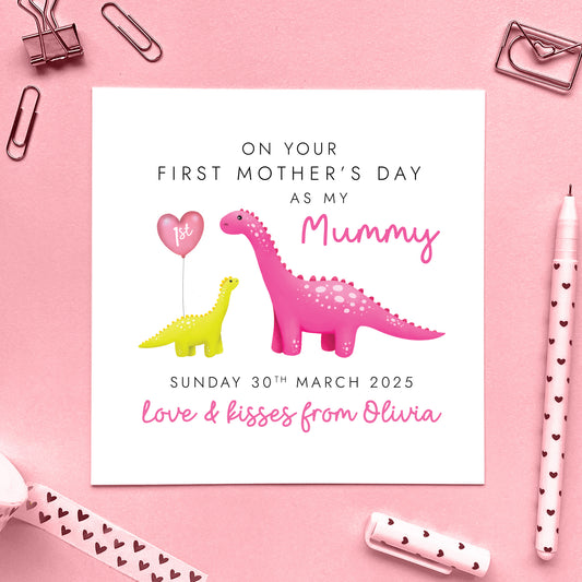 Personalised Dinosaur First Mother's Day Card