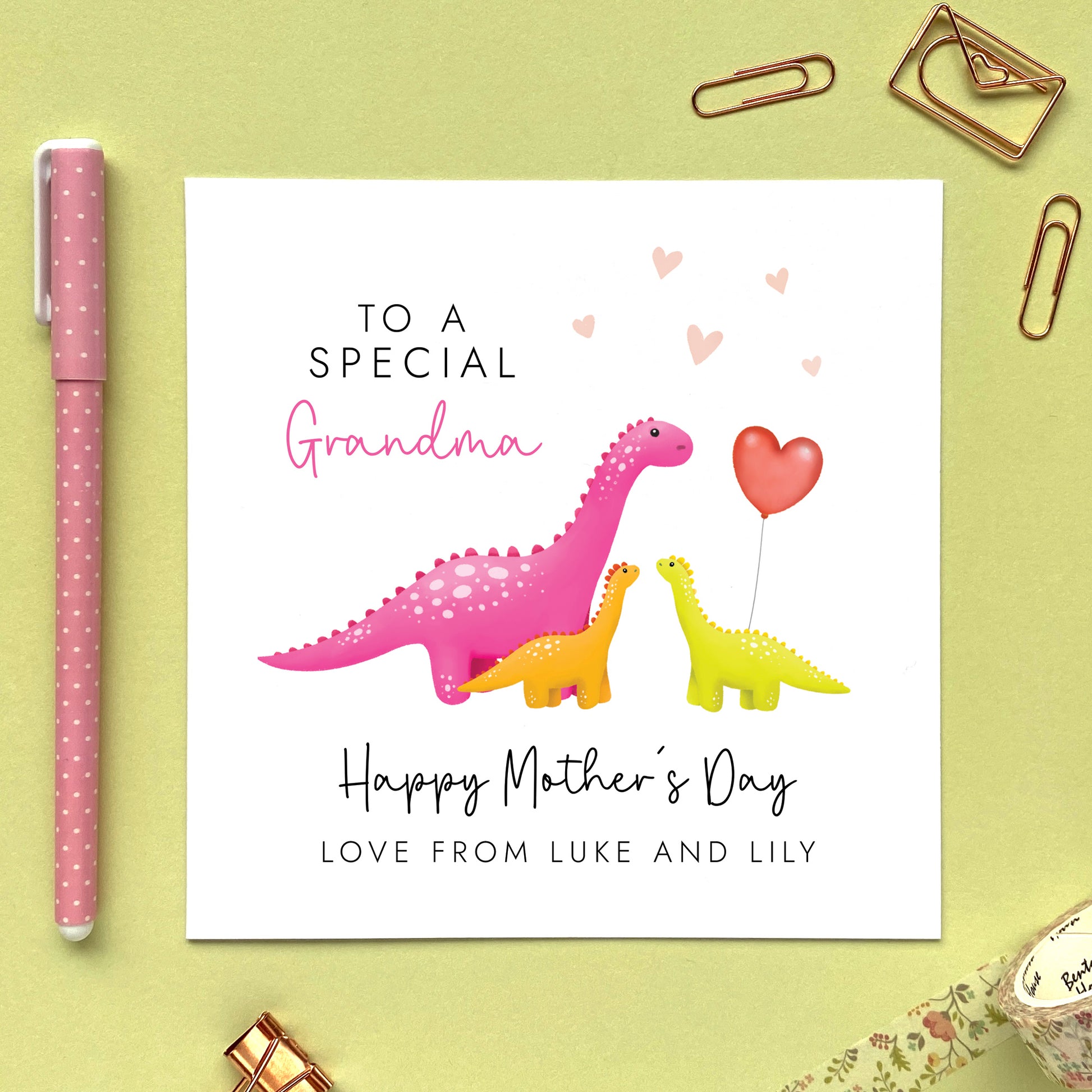 personalised dinosaur mother's day card - mother of twins - mother of two children, two kids, two babies - son daughter - to our roarsome mummy - mommy, mama, mum, mom, mama - special, cute, handmade, grandmother, great grandmother, grandma, granny, gran, nanny, nan, nanna, nan