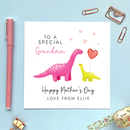 Personalised Dinosaur Mother's Day Card for Mummy