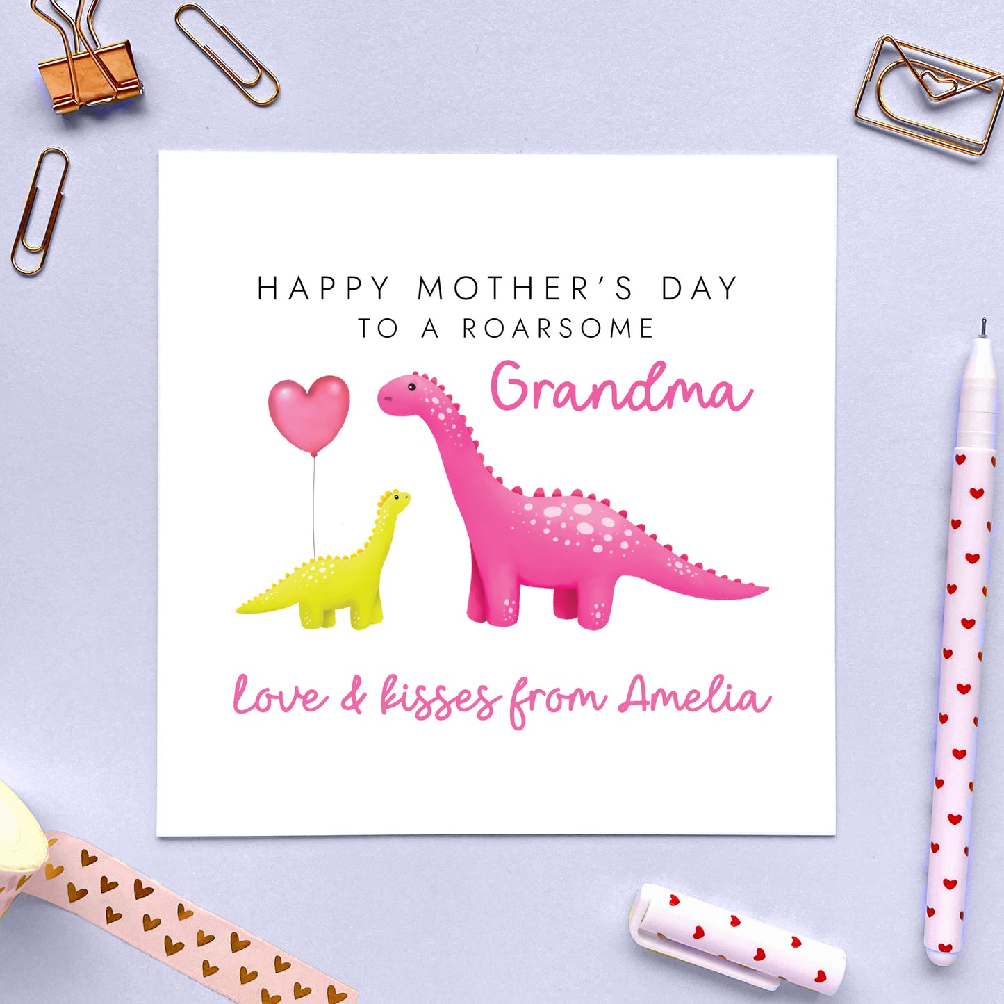 Personalised Dinosaur Mother's Day Card for Mummy