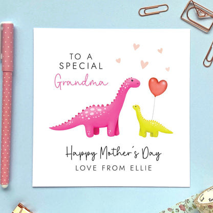 personalised dinosaur mother's day card - to my roarsome mummy - funny mother's day card, cute, special - mummy, mommy, mama, mum, mom, mam - from son, daughter, baby, child, boy, girl, bump, for grandmother grandma, granny, gran, nanny, nana, nonna, nanna, nan, great grandmother