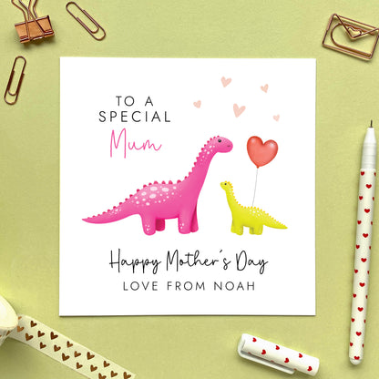 Personalised Dinosaur Mother's Day Card for Mummy