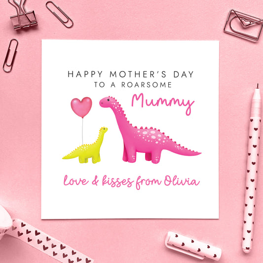 Personalised Dinosaur Mother's Day Card for Mummy