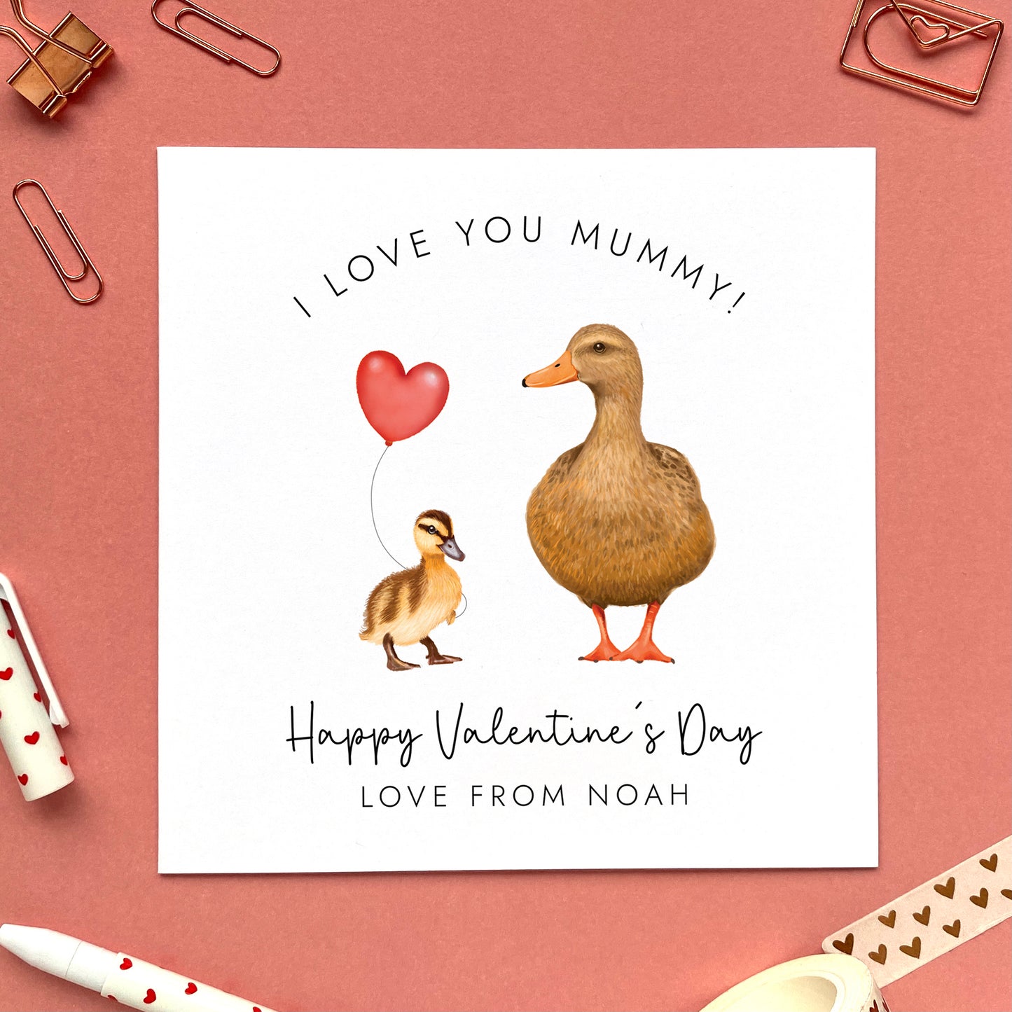 Personalised Ducks Valentine's Day Card for Mummy