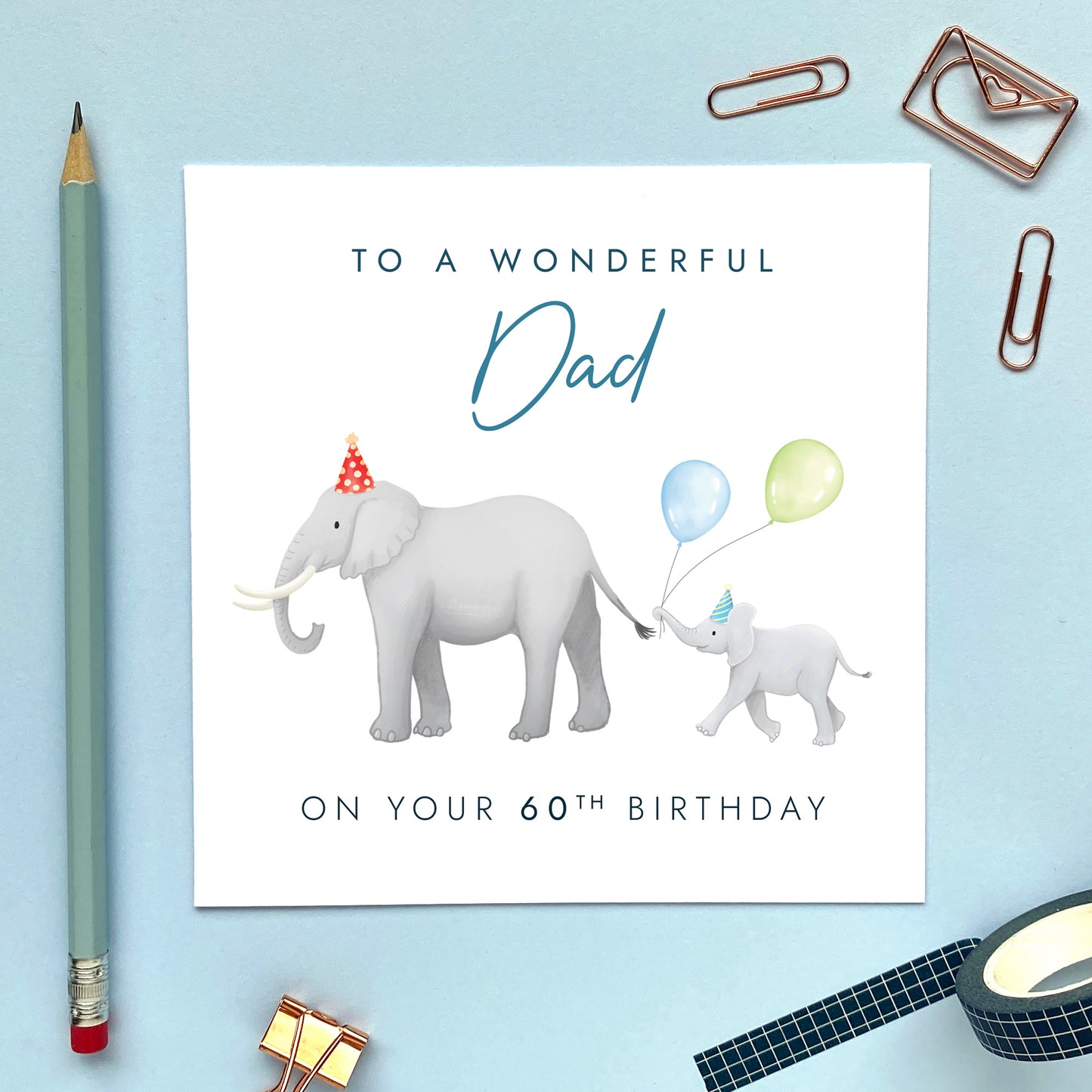 Personalised Elephant Birthday Card for Dad