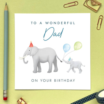 elephants birthday card for a wonderful dad