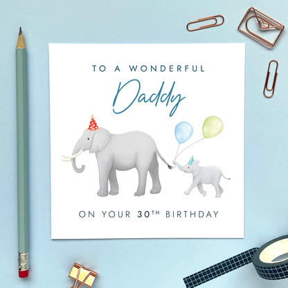 Personalised Elephant Birthday Card for Daddy