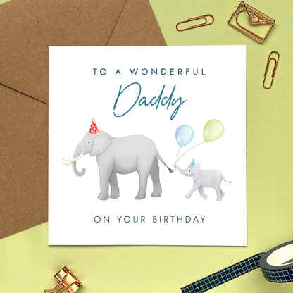 Personalised Elephant Birthday Card for Daddy