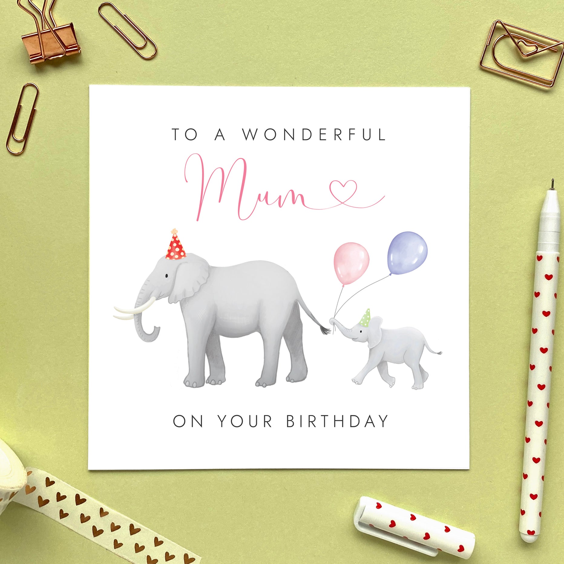 Elephant New Mum Happy Birthday Mom Birthday Card – Liyana Studio