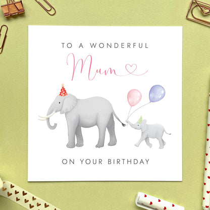 personalised elephant birthday card for special wonderful mum mom mam mother mummy mommy mama 30th 40th 50th 60th 70th 80th 90th