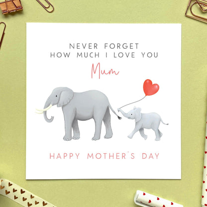 personalised elephant mother's day card - mum you are so loved - happy mother's day - cute, unique, special, handmade, uk - first mothers day - from son, daughter, baby - mum, mom, mam, mummy, mommy - never forget how much I love you - mothers day card for grandma, granny, gran, nanny, nana, nanna, nan, grandmother