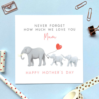 personalised elephant mother's day card - mum you are so loved - happy mother's day - cute, unique, special, handmade, uk - first mothers day - from son, daughter, baby - mum, mom, mam, mummy, mommy - never forget how much I love you - mothers day card for grandma, granny, gran, nanny, nana, nanna, nan, grandmother - mothers day card for mummy from baby - mothers day card from two children - mother of twins - twins mothers day card - two babies mother's day card - 2 boys, 2 girls, two sons, two daughters