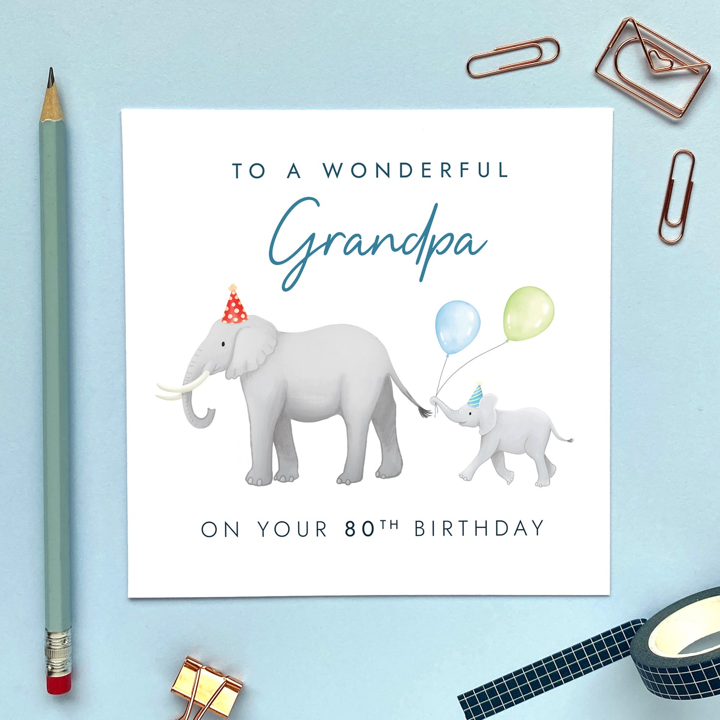 Personalised Elephants Any Age Birthday Card for Grandad