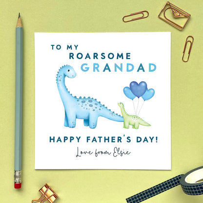 personalised dinosaur fathers day card - for a special daddy, dad, dada - from son, daughter, baby, bump, cute, special, handmade, uk, grandad, grandpa, papa, pappy, from daughter, granddaughter, son, grandson