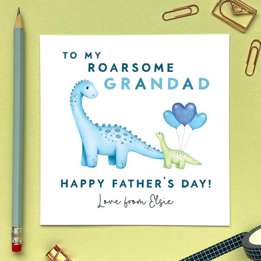 personalised dinosaur fathers day card - for a special daddy, dad, dada - from son, daughter, baby, bump, cute, special, handmade, uk, grandad, grandpa, papa, pappy, from daughter, granddaughter, son, grandson