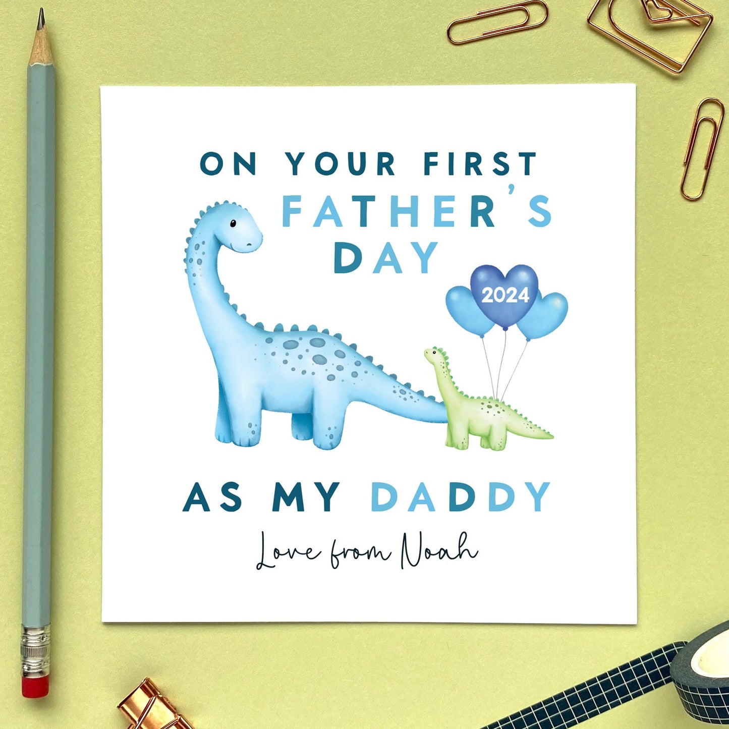 personalised dinosaur first father's day card - 1st fathers day card for daddy, first fathers day card for dad, dinosaur father's day card, dada, special, cute, from son, daughter, baby, bump