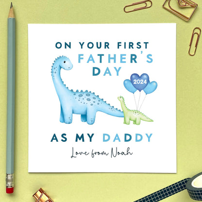 personalised dinosaur first father's day card - 1st fathers day card for daddy, first fathers day card for dad, dinosaur father's day card, dada, special, cute, from son, daughter, baby, bump