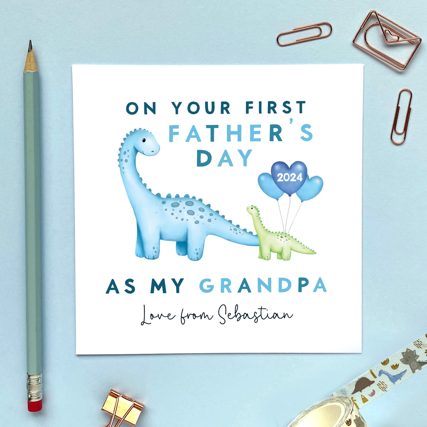 personalised dinosaur first father's day card - 1st fathers day card for great grandfather, grandpa, first fathers day card for grandad