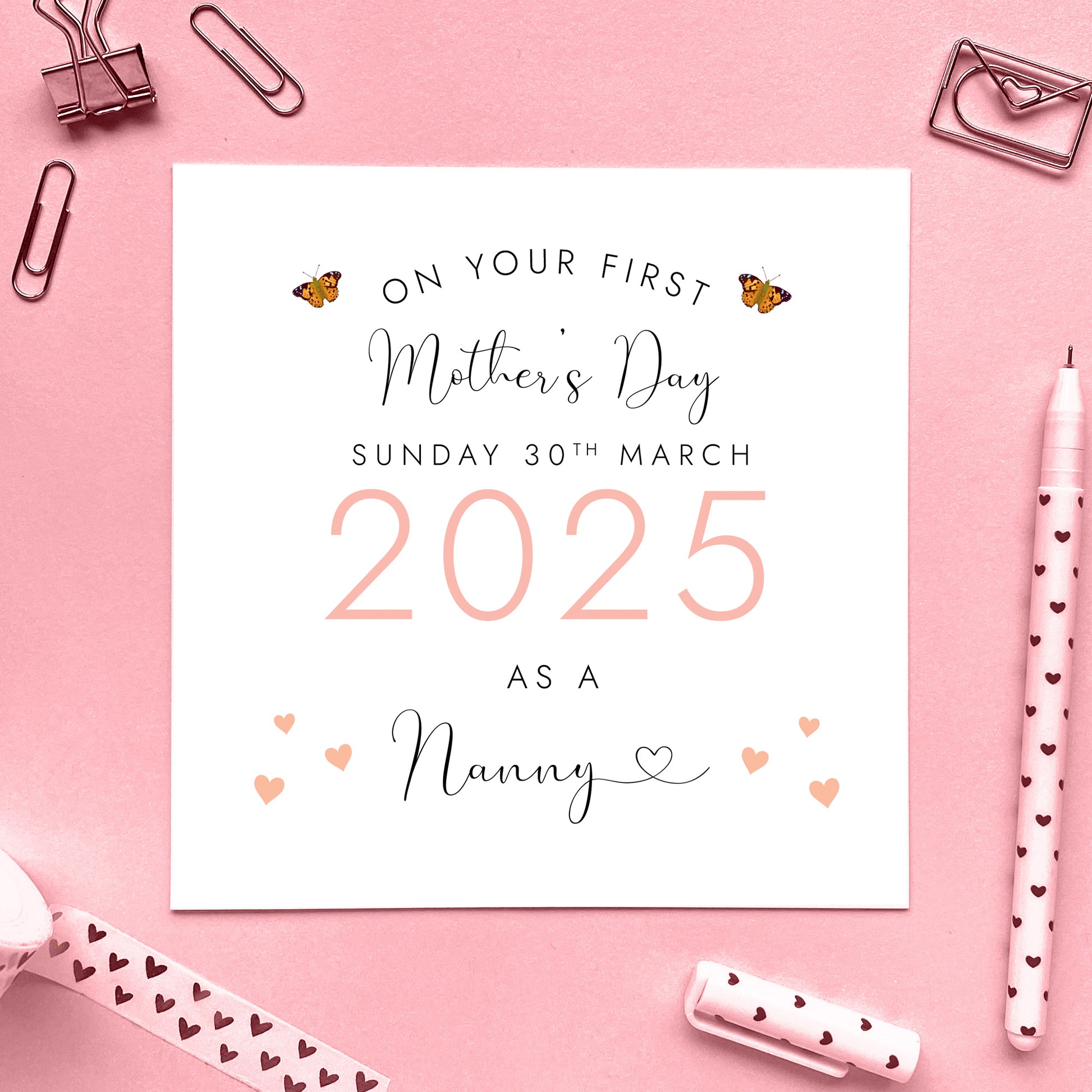 Personalised First Mother's Day Card for Grandmother, as a Nanny, 1st Mothers Day 2025