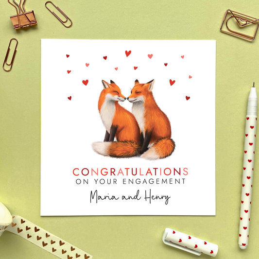 Foxes Congratulations on your Engagement Card