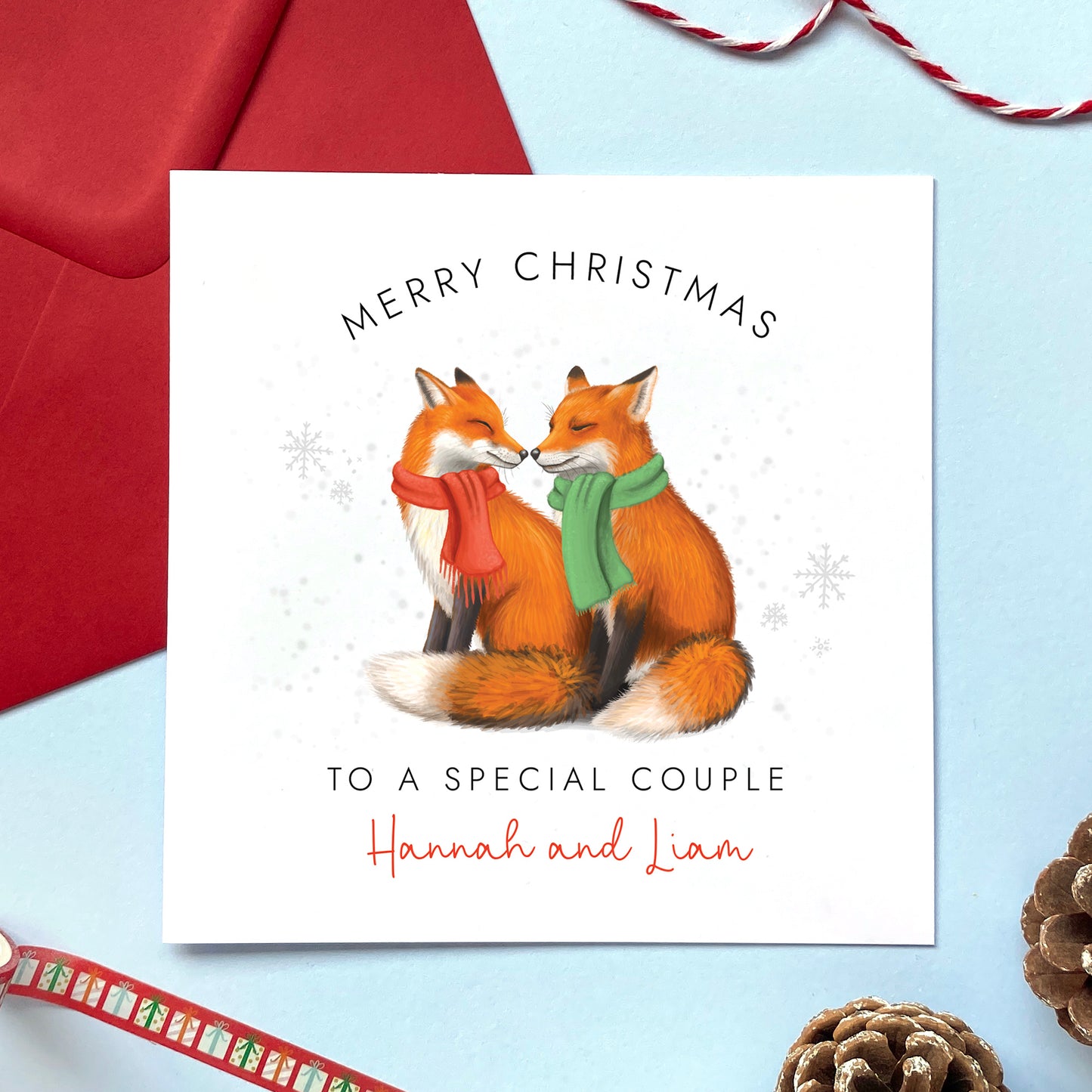 Personalised Fox Couple Christmas Card